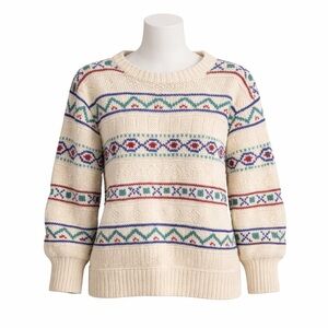 Size L Wool Like Cropped Patterned Sweater